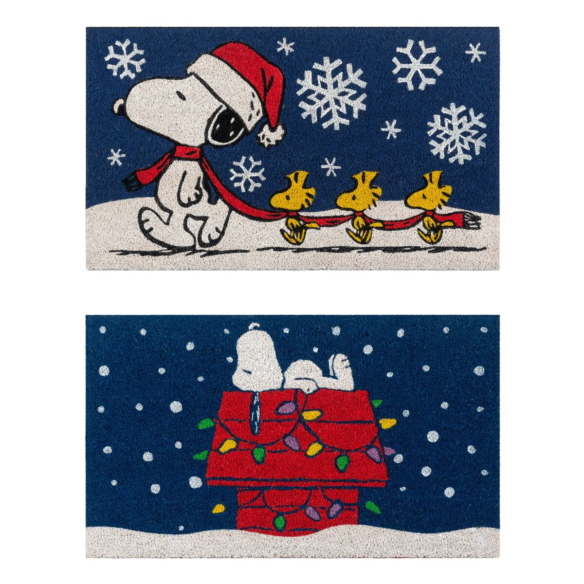 Licensed Peanuts Snoopy and Woodstock Christmas Natural Coir Indoor/ Outdoor Door Mats, 2PK