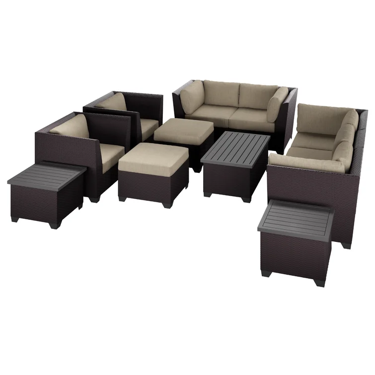 Anastase 12 Piece Wicker Outdoor Sectional Seating Group with Storage Coffee Table and End Tables