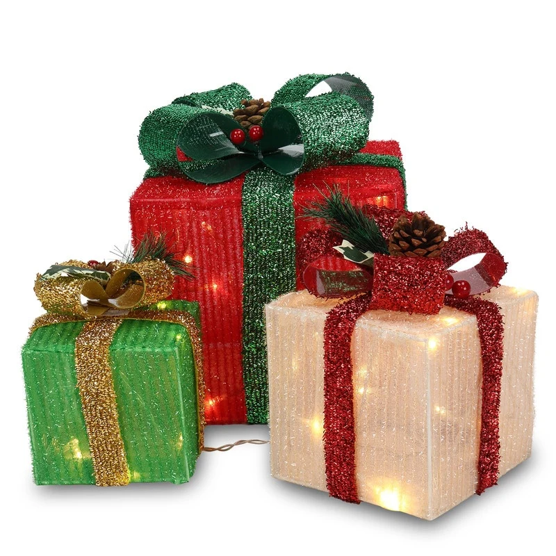 Lighted Gift Boxes Christmas Decoration Set of 3