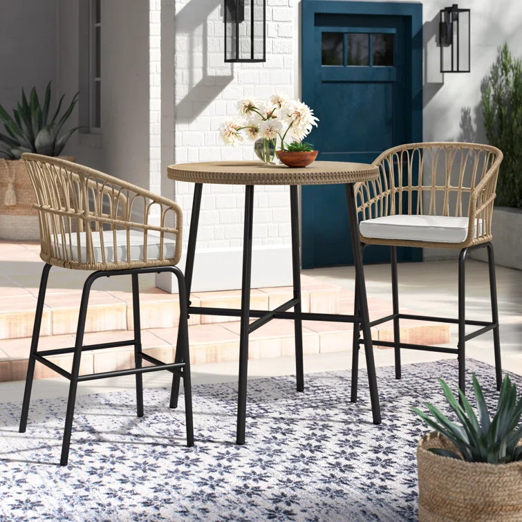 Byron 2 - Person Round Outdoor Dining Set with Cushions