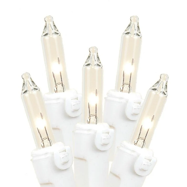 20 Light Clear Christmas Craft Mini Light Set, White Wire, 8' Long