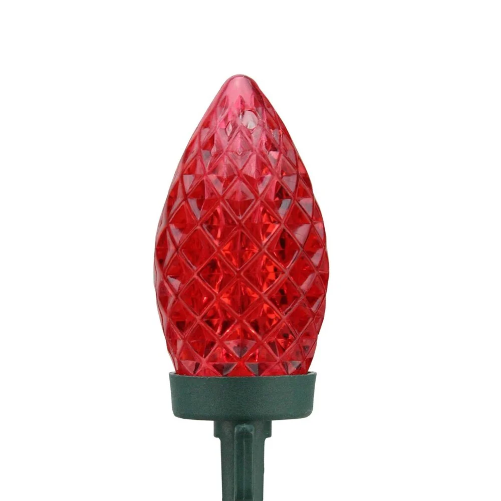 100 Commercial Length Red LED Faceted C9 Christmas Lights on Spool 5