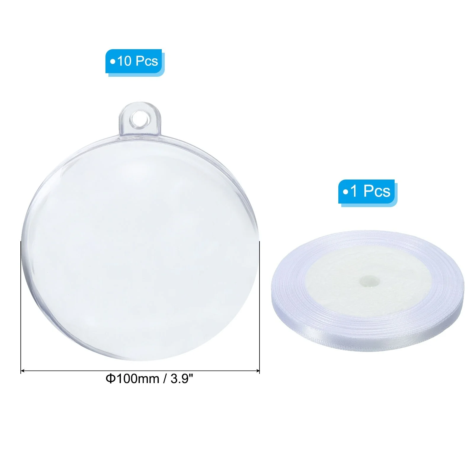 10Pcs Clear Plastic Hanging Ornament Balls with Rope for Decor