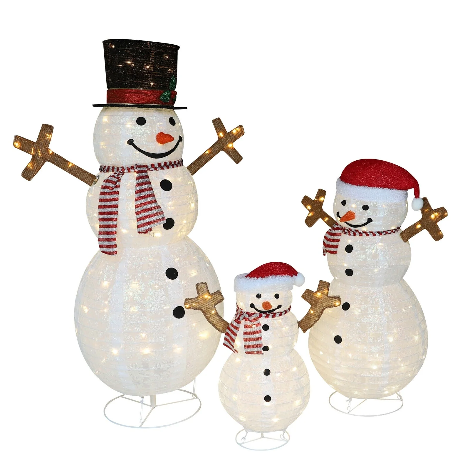 VEIKOUS 4 ft. Warm White LED Snowman Family Christmas Holiday Yard Decoration (3-Piece)