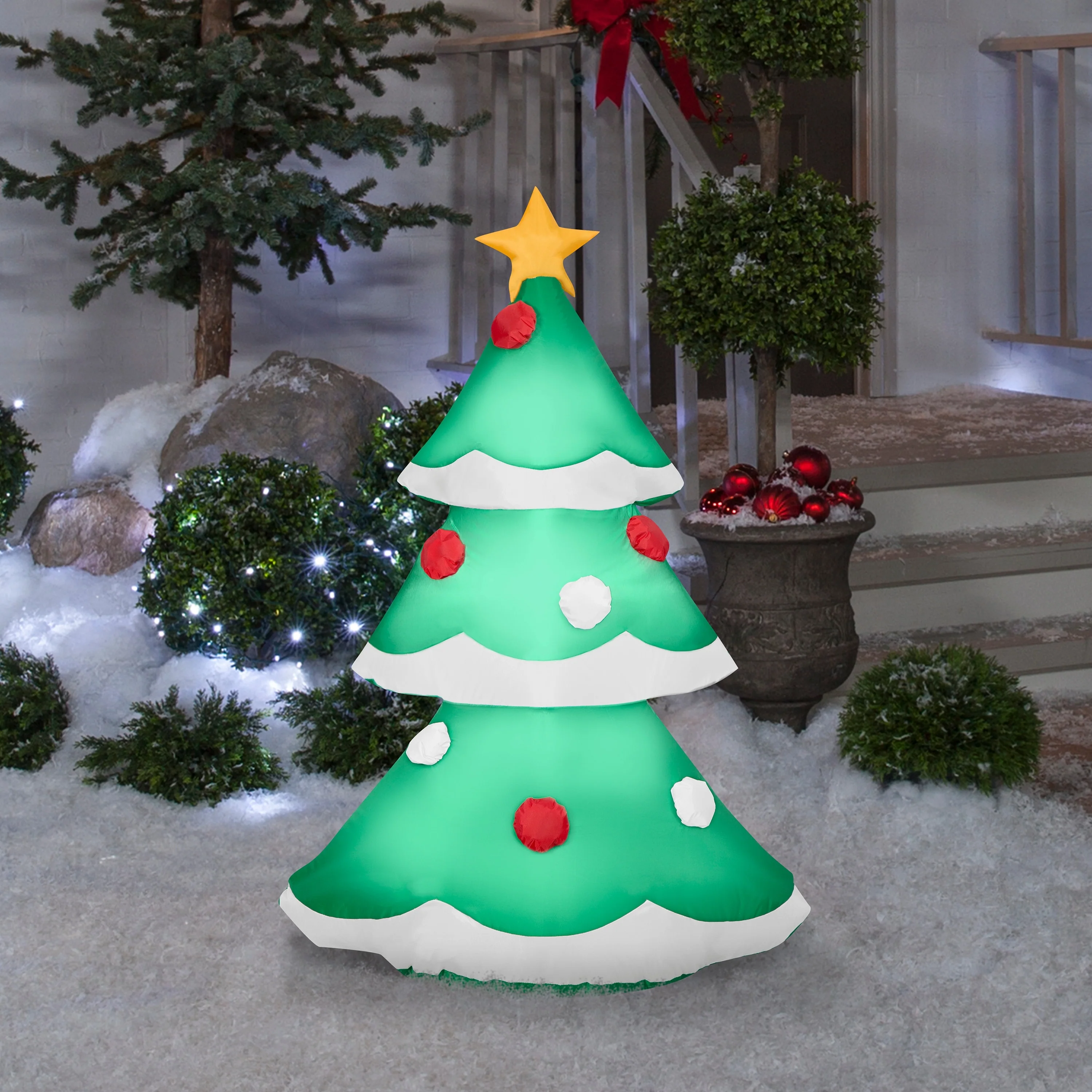 Gemmy Inflatable Christmas Tree with Snowy Layers, 3.5 ft Tall
