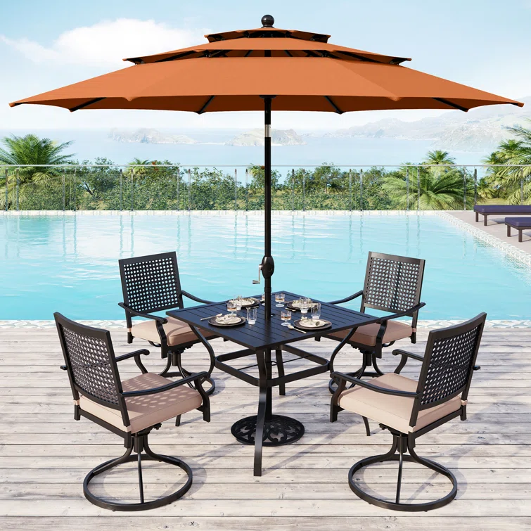 Alyah 4 - Person Square Outdoor Dining Set with Cushions