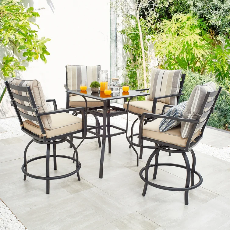 Lincolnwood Square 4 - Person Bistro Dining Set with Cushions