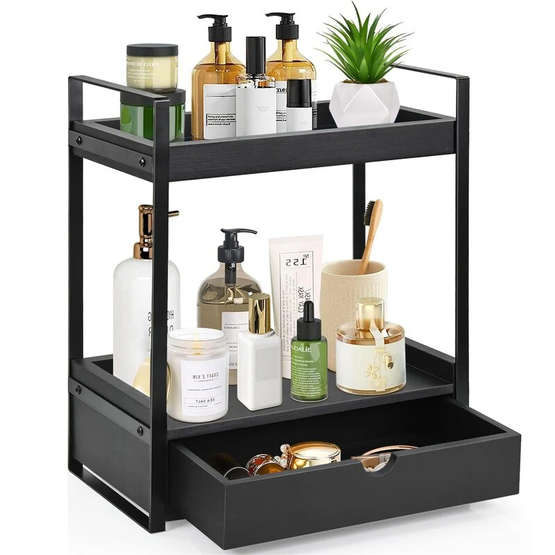 2-Tier Bathroom Organizer Countertop with Drawer - 6.9