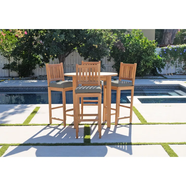 Huntington 4 - Person Round Teak Outdoor Dining Set with Cushions