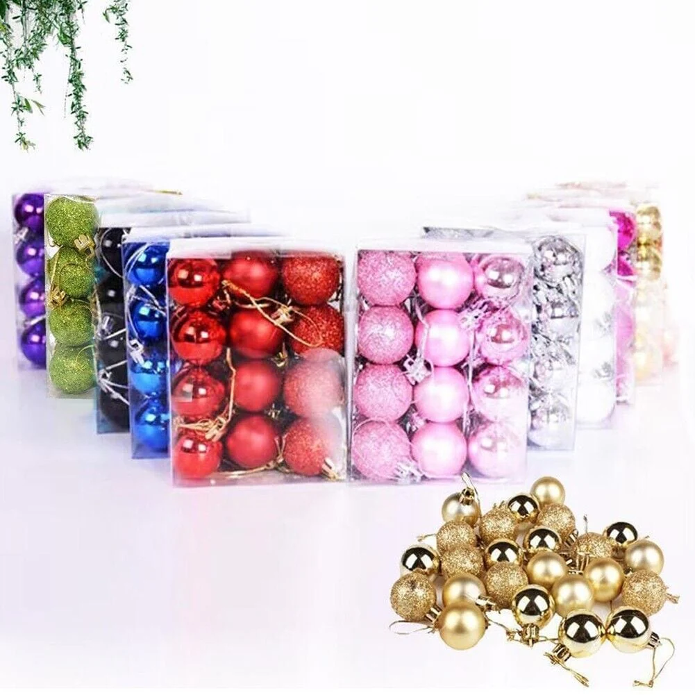 24 Pcs Christmas Tree Ball Hanging Ornaments