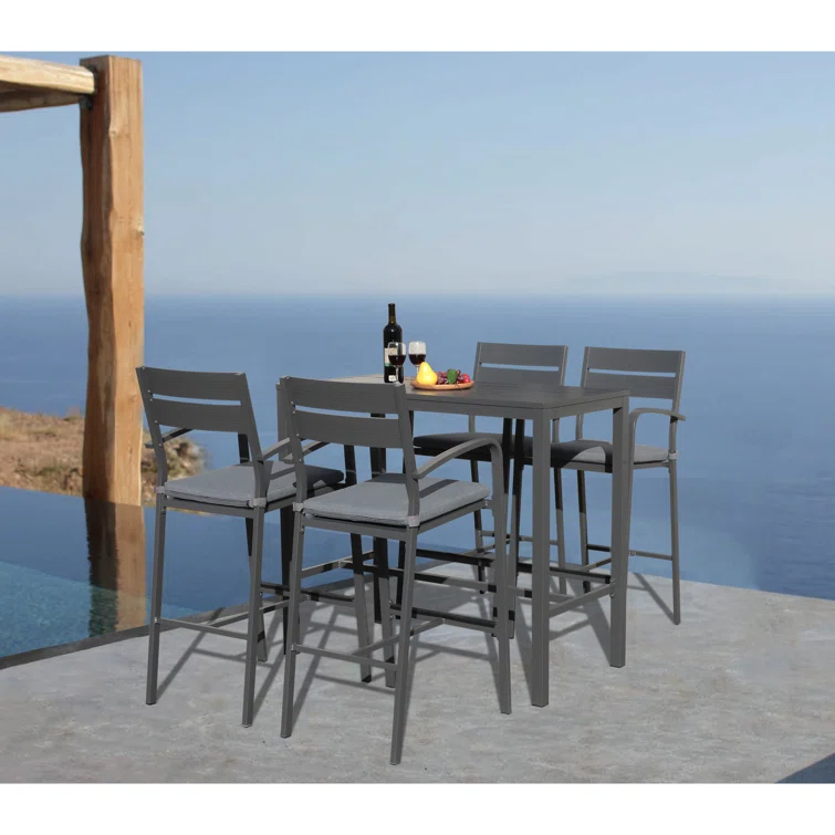 Amarin 4 - Person Rectangular Outdoor Dining Set with Cushions