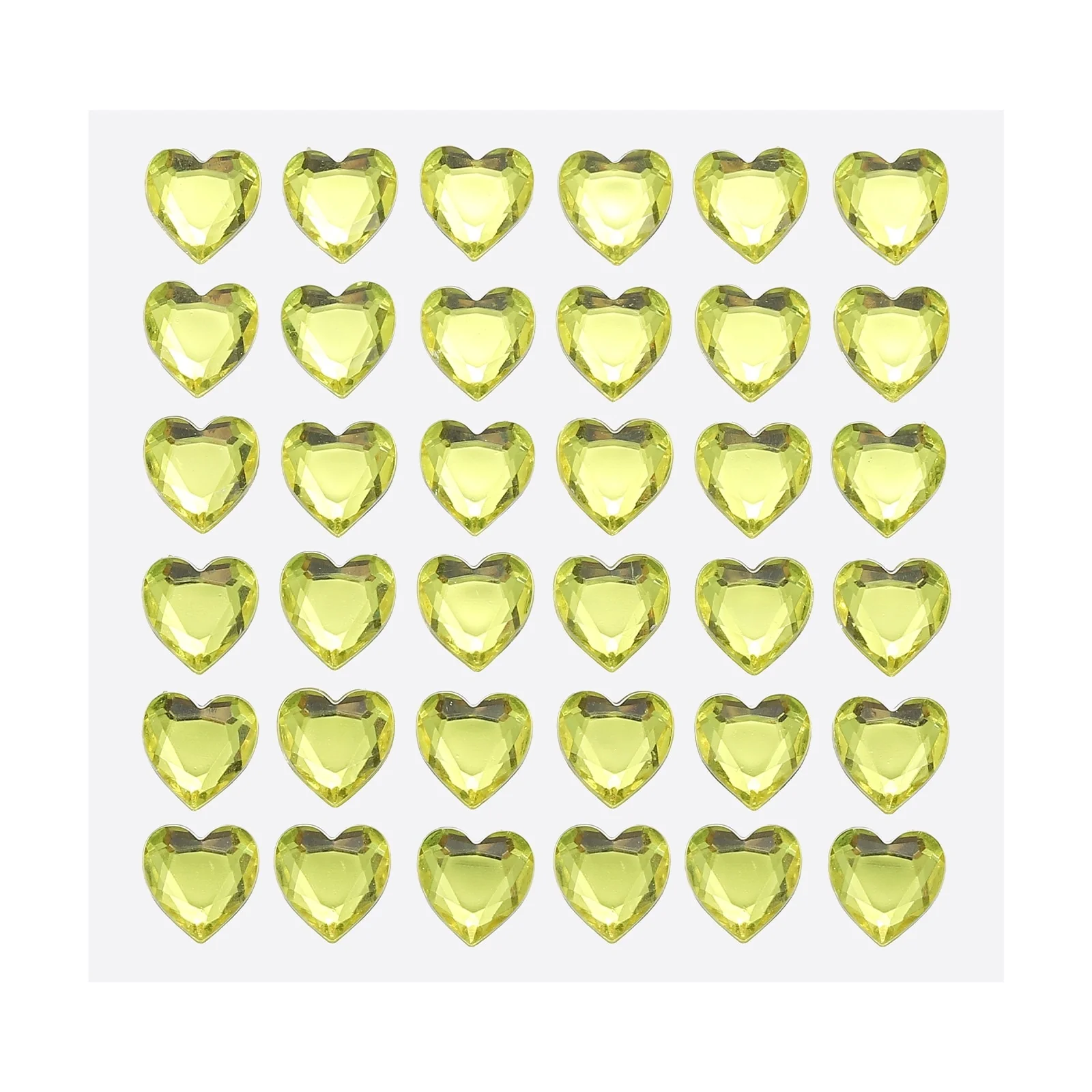 144 Pcs Heart Rhinestone 10mm Self Adhesive Gems Stickers Light Yellow - Light Yellow