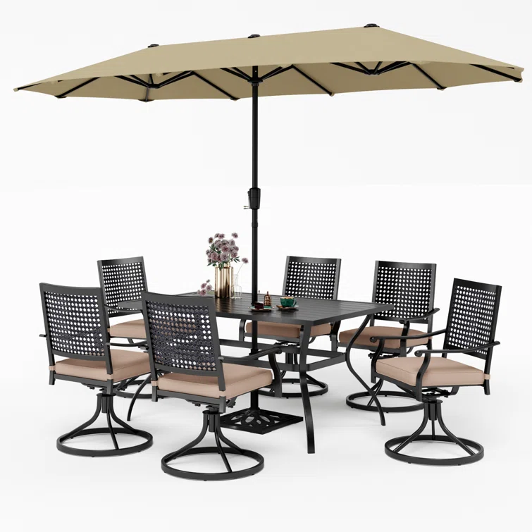 Alyah 6 - Person Rectangular Outdoor Dining Set with Cushions