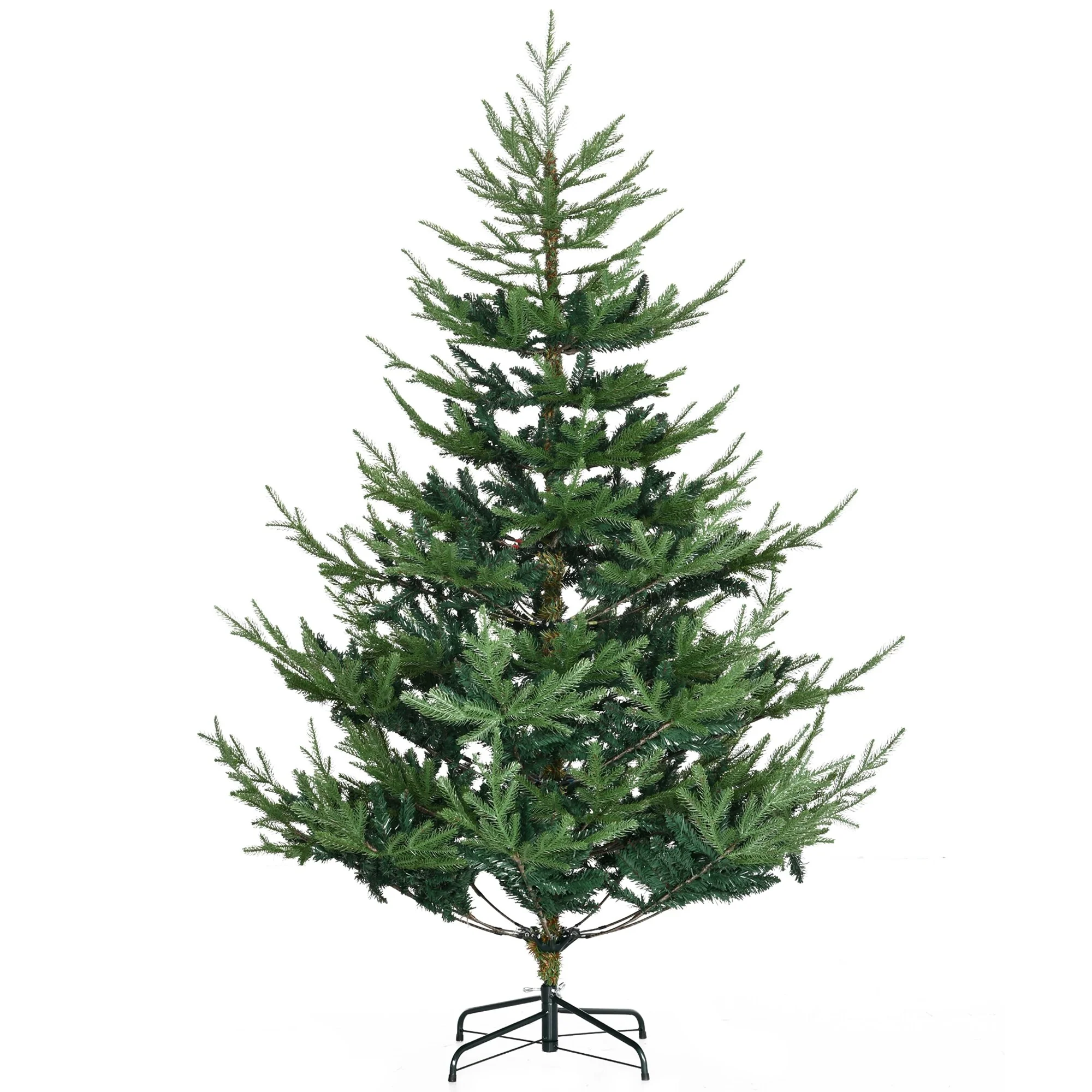 Unlit 6/7.5/9 Ft Pine Artificial Christmas Tree, Hinged Branches, Realistic Look with Steel Base, Auto Open Setup