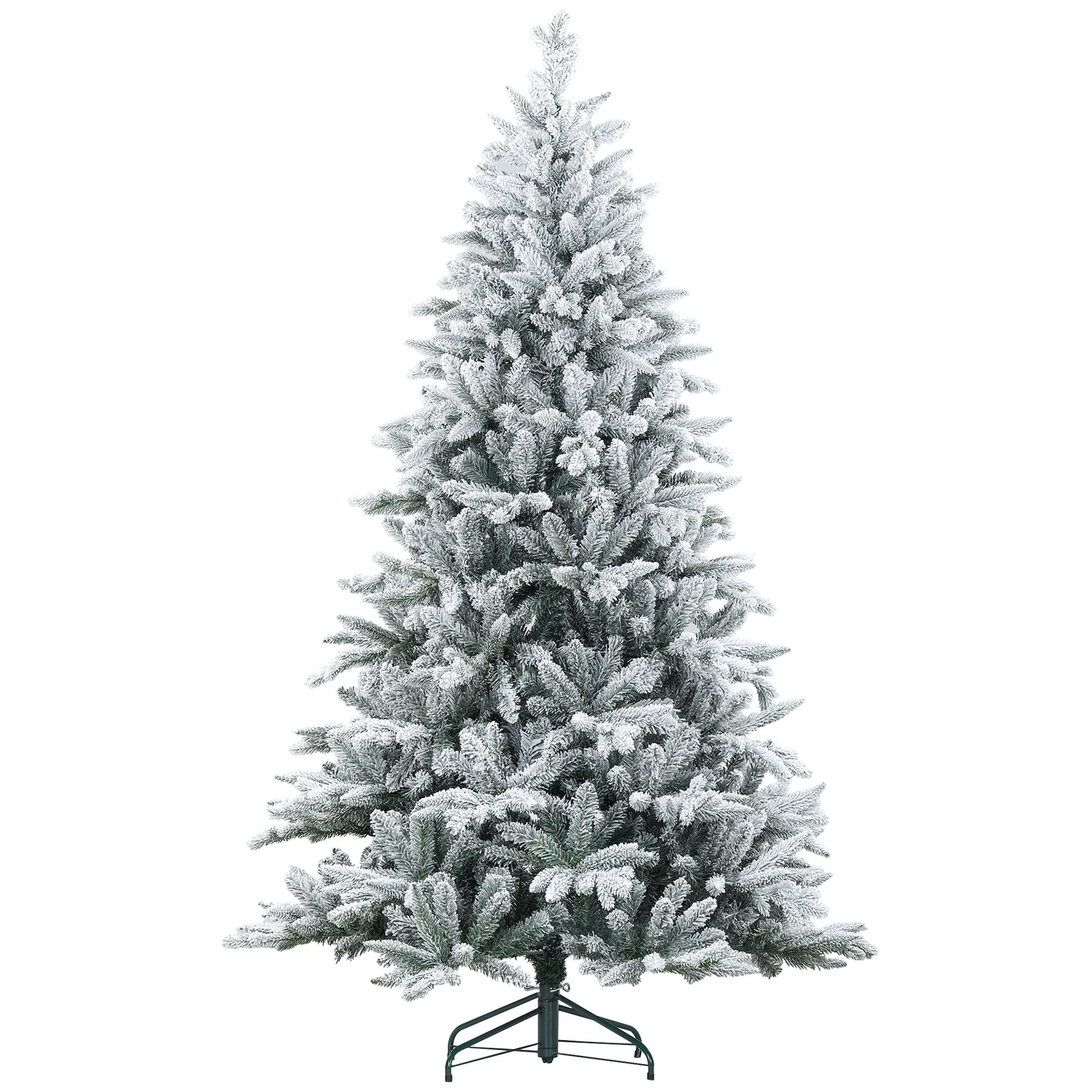 Snow Flocked 7ft/8ft Artificial Christmas Tree, Realistic Hinged Xmas Tree with 1401/2003 Tips & Metal Stand