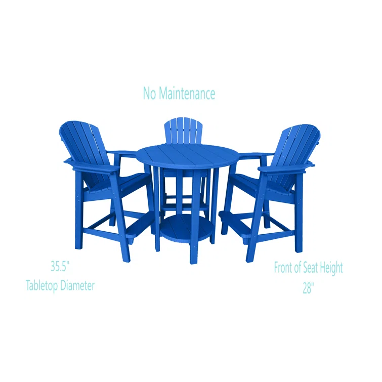 Glodine Outdoor Bar Table and Chairs Set - Poly Outdoor Furniture