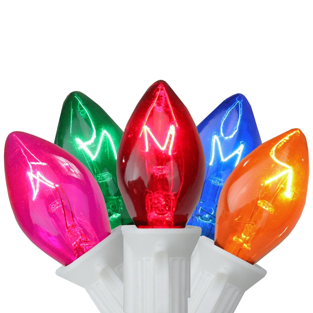 25 Count Multi Color C7 Christmas Lights 24ft White Wire - 24'