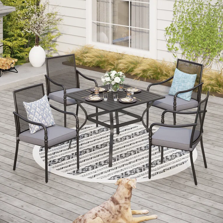 Asfand 4 - Person Square Outdoor Dining Set with Cushions