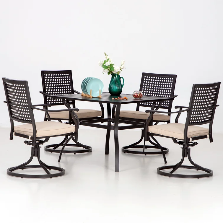 Argyri 4 - Person Rectangular Outdoor Dining Set with Cushions