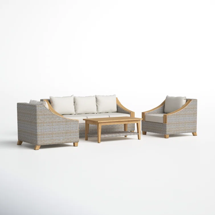 Carlton 4 Piece Rattan Sofa Seating Group with Sunbrella Cushions