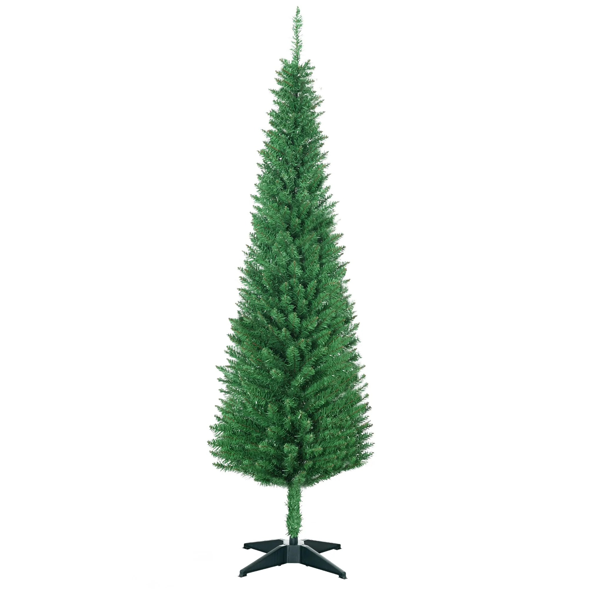 Unlit 5FT/6FT/7FT Slim Pencil Christmas Tree with Realistic Tips and Easy-Assembly Stand, Perfect for Small Spaces