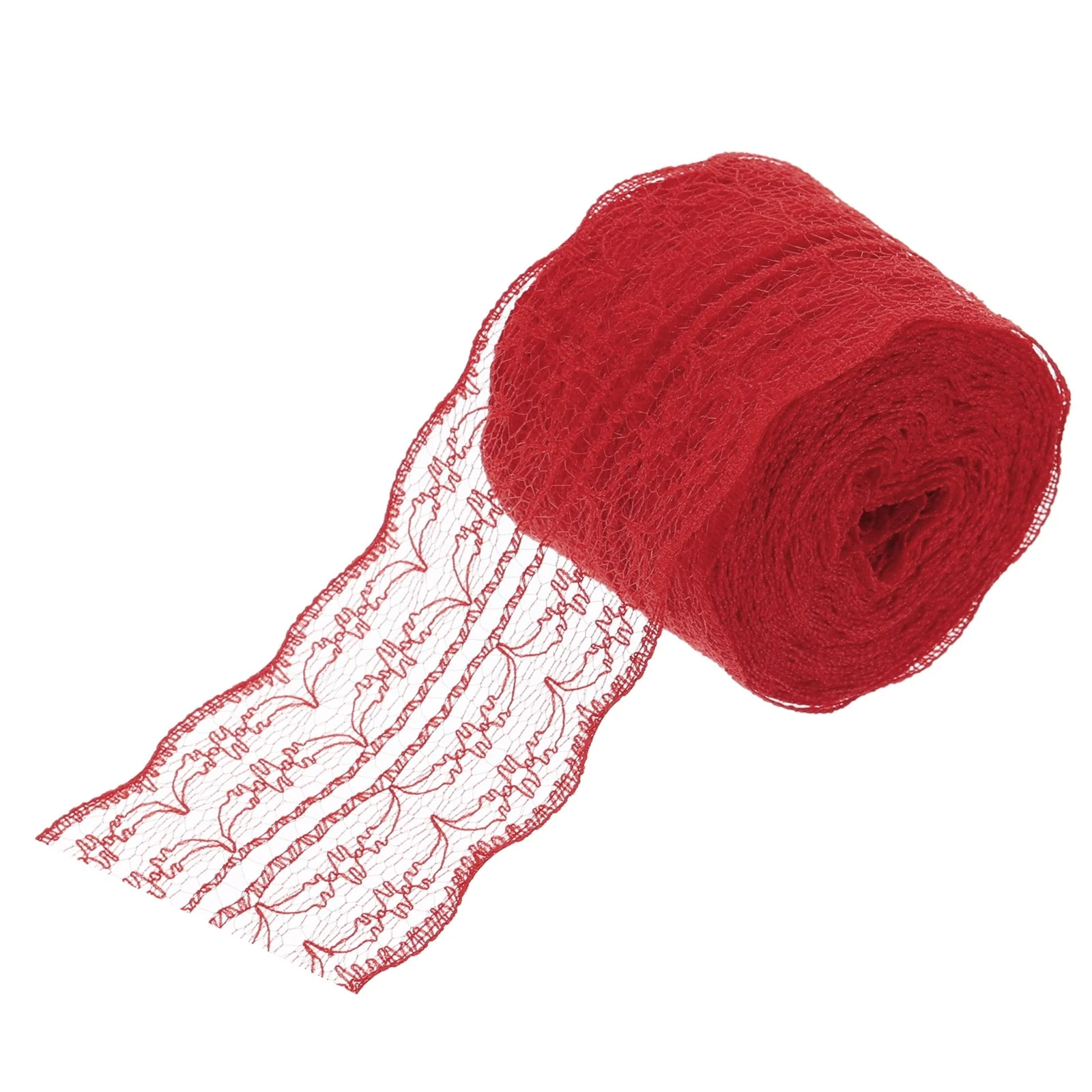 1.8 Inch Wide 11 Yard Lace Ribbon Floral Pattern Red Lace Trim Ribbon