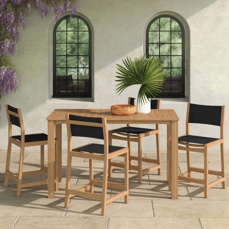 Brookes 4 - Person Rectangular Teak Outdoor Dining Set