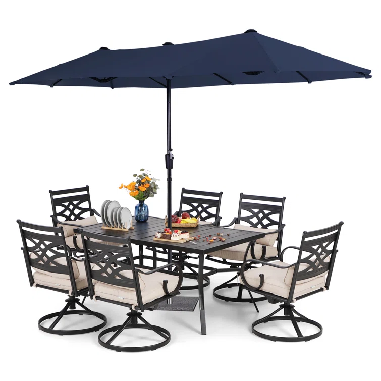 6 - Person Rectangular Outdoor Dining Set with Cushions