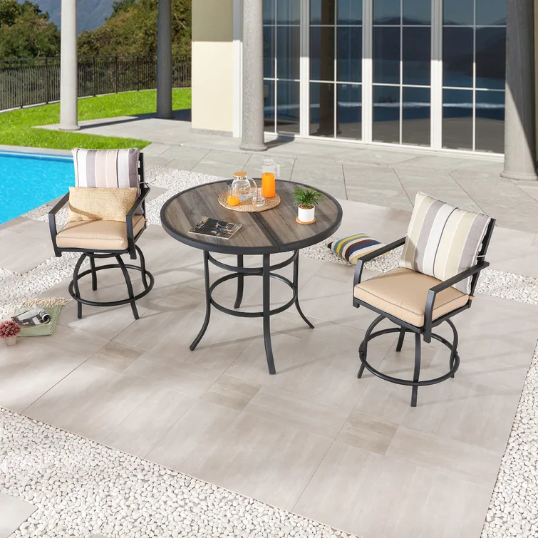 Adolfas 2 - Person Round Outdoor Dining Set with Cushions