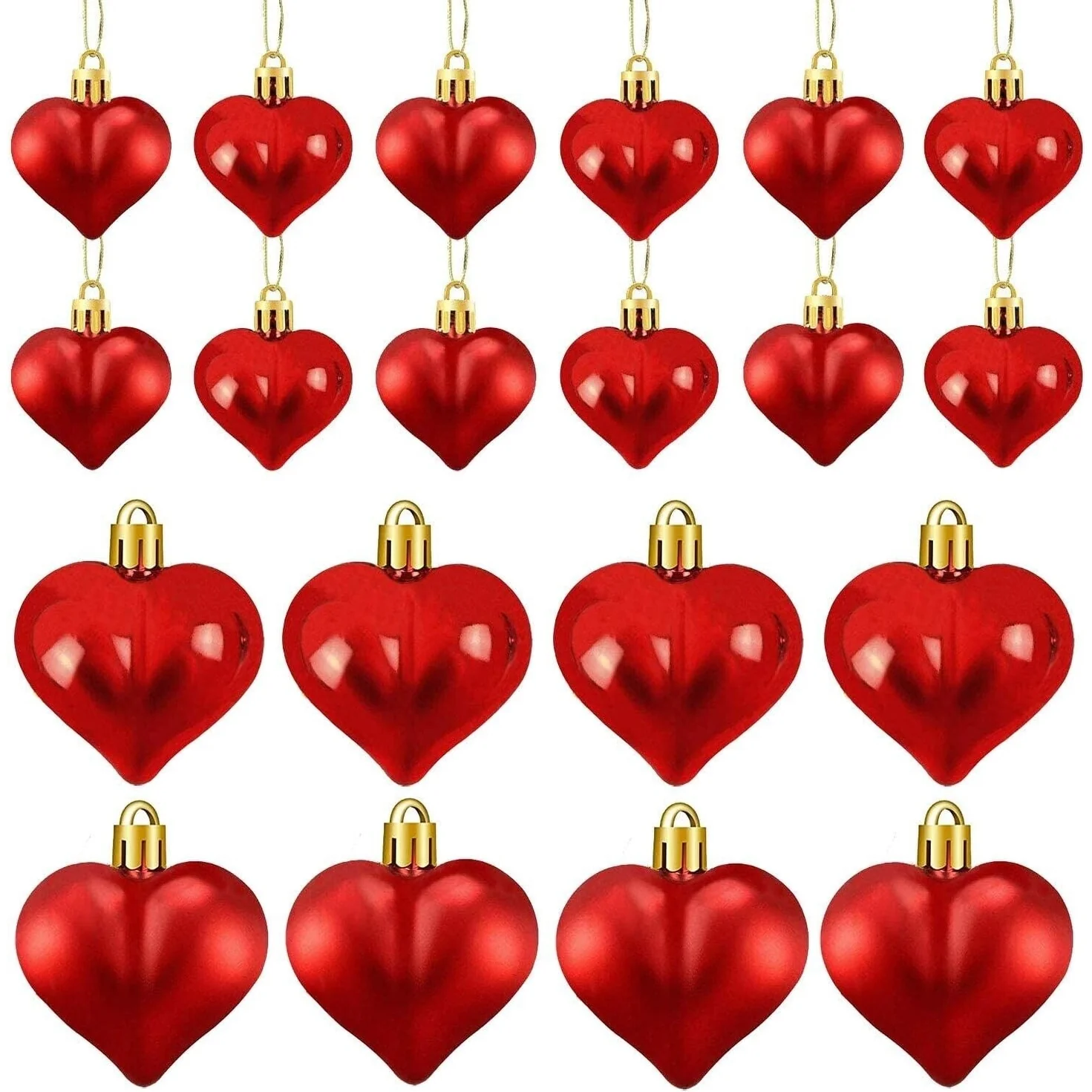 24 Christmas Heart Shape Ornaments