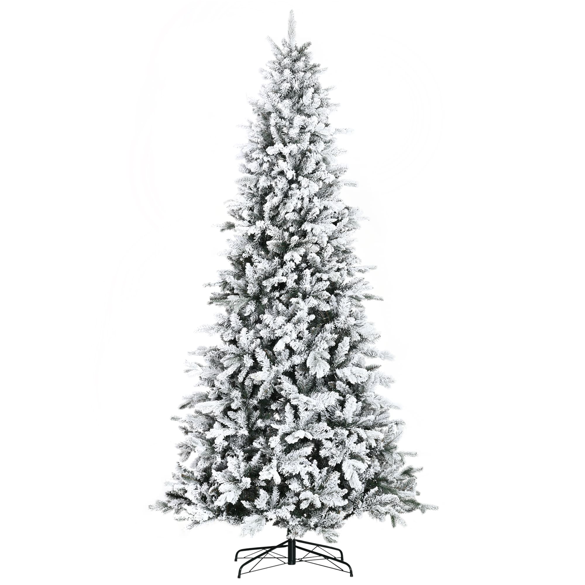 Unlit 9-Foot Snow Flocked Artificial Pine Christmas Tree, 2068 Branch Tips, Perfect for Home Holiday Decor