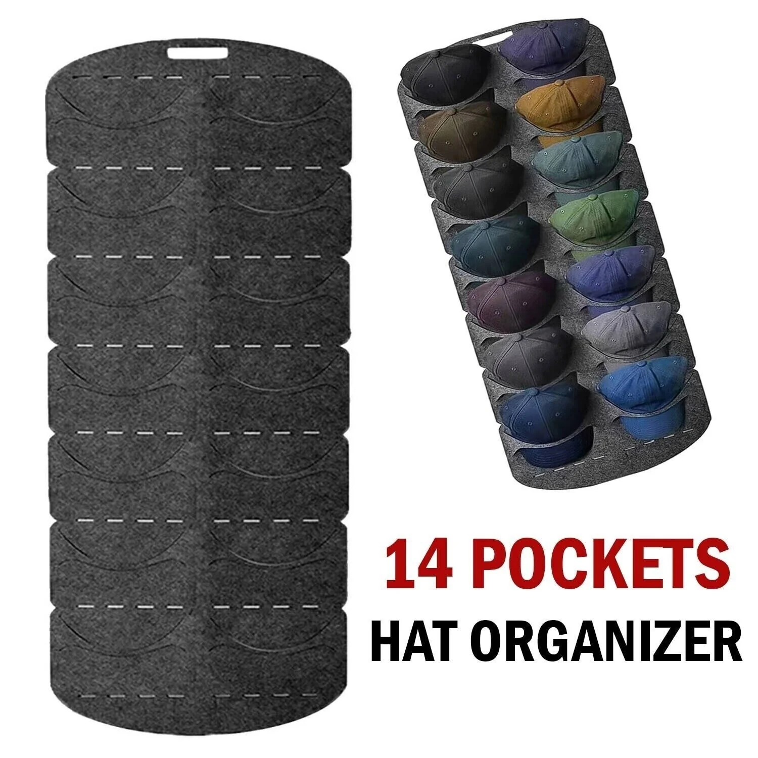 14 Pockets Baseball Cap Organizer Hat Storage Bag for Door