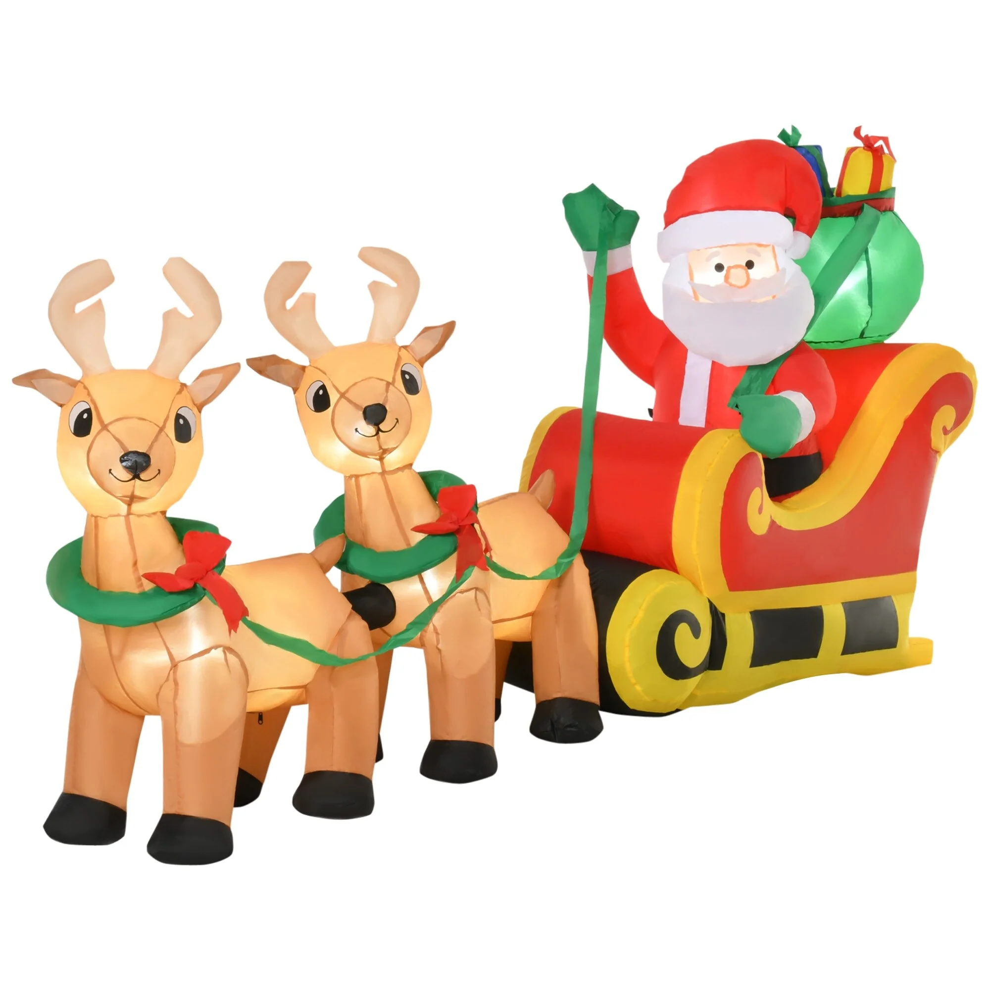 HOMCOM 3.7 ft. Santa Inflatable Christmas Decoration, Christmas Reindeer Decoration