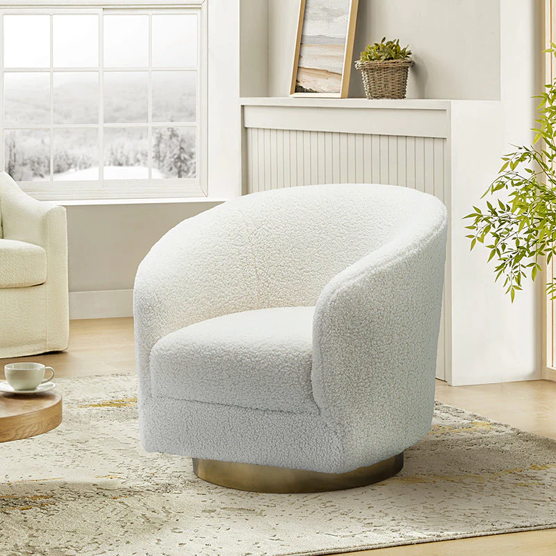 Victoria Boucle Swivel Barrel  Armchair
