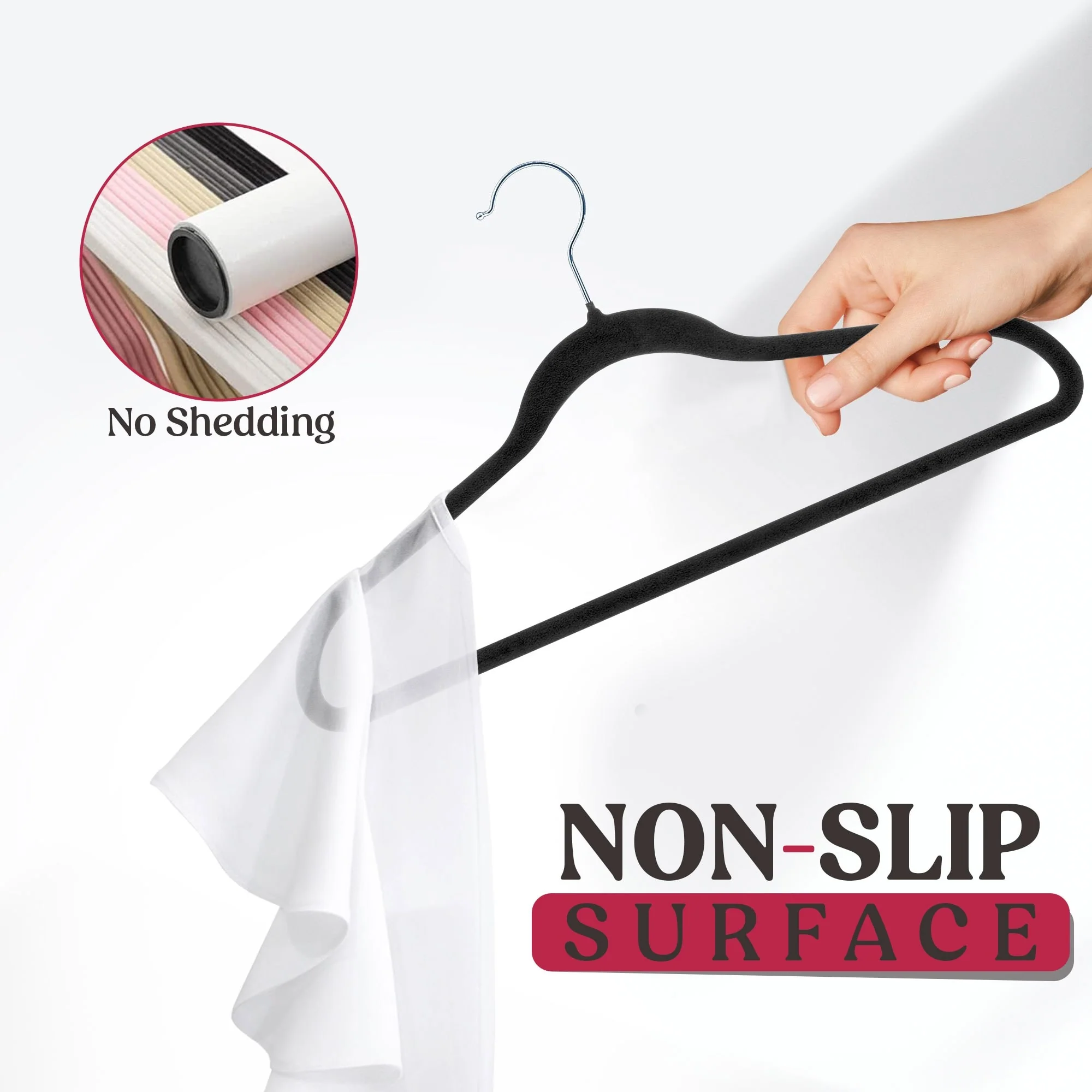 Velvet Hangers Space Saving Non-Slip with Swivel Hooks Cloth Hangers