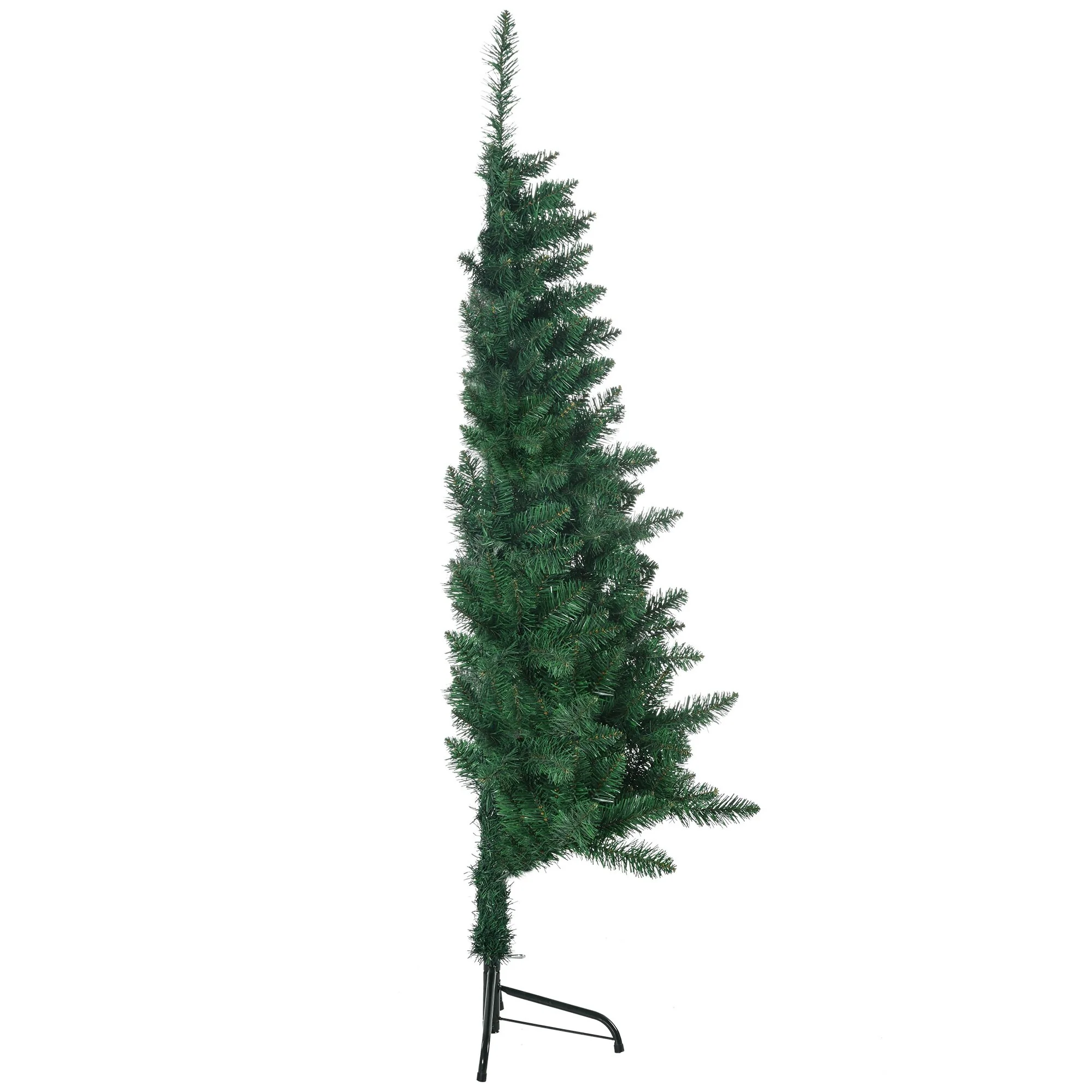 Space-Saving 5ft/7ft Half Christmas Tree, Unlit Artificial Tree with Steel Base and Wall-Fit Design