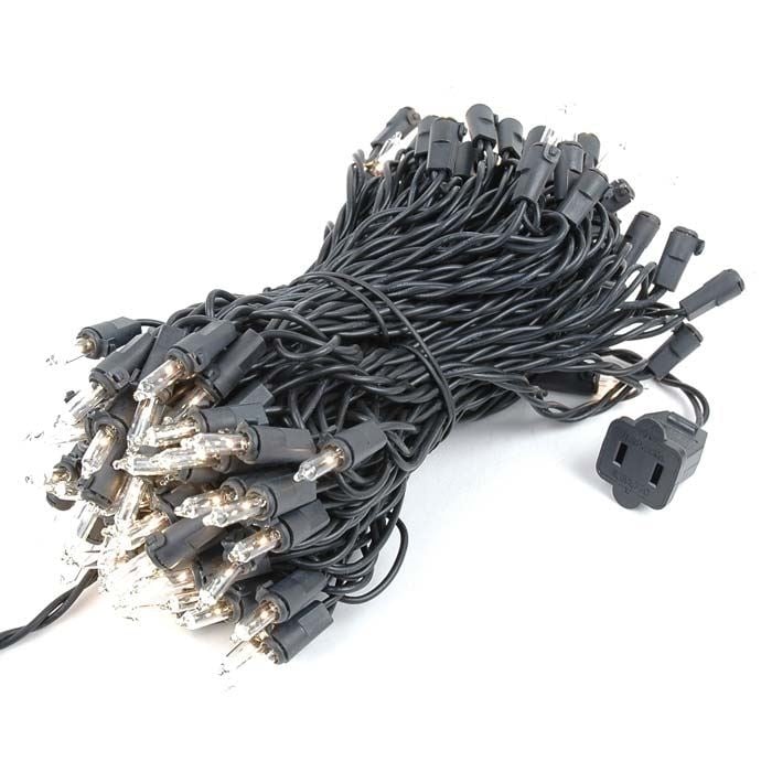 100 Light Christmas Mini Light Set, Black Wire, 50' Long