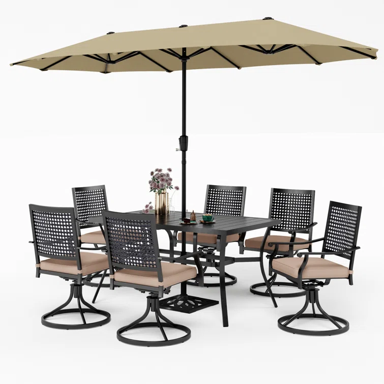 Aivo 6 - Person Rectangular Outdoor Dining Set with Cushions