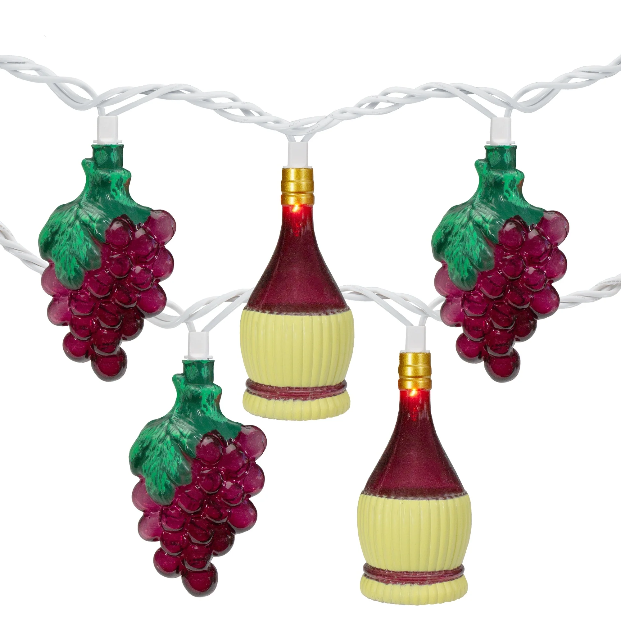10-Count Grape and Wine Bottle Novelty String Christmas Light Set 7.5ft White Wire - 7.5'