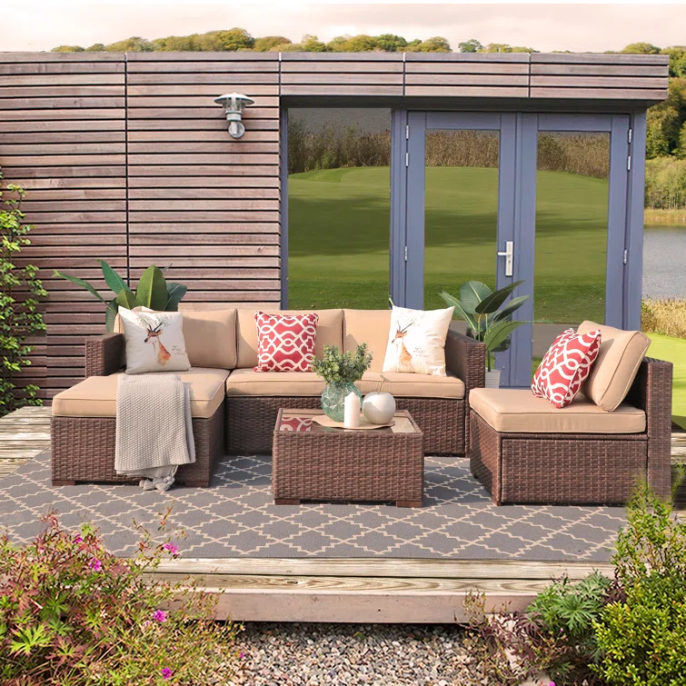 Eudy 5 - Person Outdoor Seating Group with Cushions