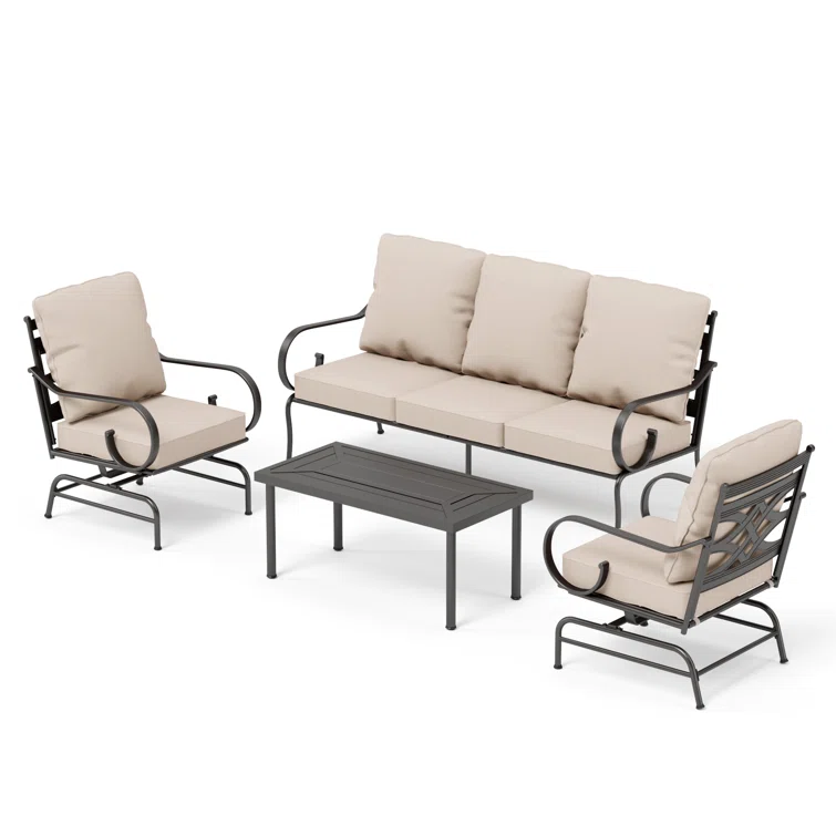 Asfand 5 Person Rocking Outdoor Patio Seating Set with Cushions