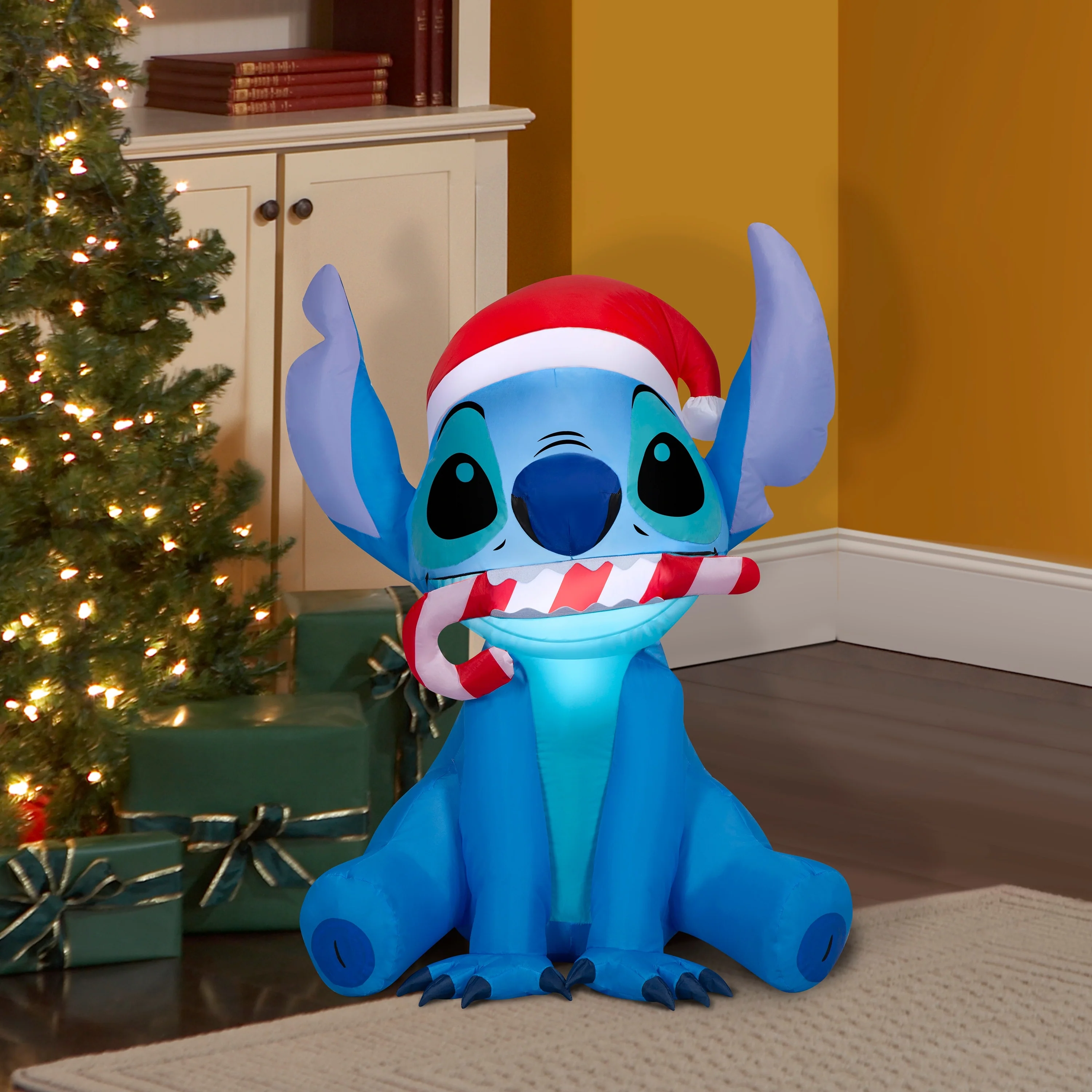 Gemmy Christmas Inflatable Stitch in Santa Hat, 3 ft Tall