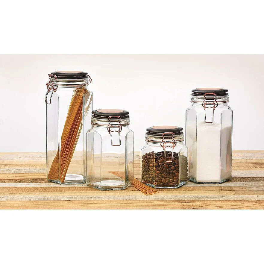 Amici Home Adler Hermetic Canister Jar Hexagon Set of 2