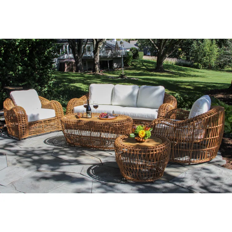 Alyshia 5 Piece Sofa Seating Group with Sunbrella Cushions