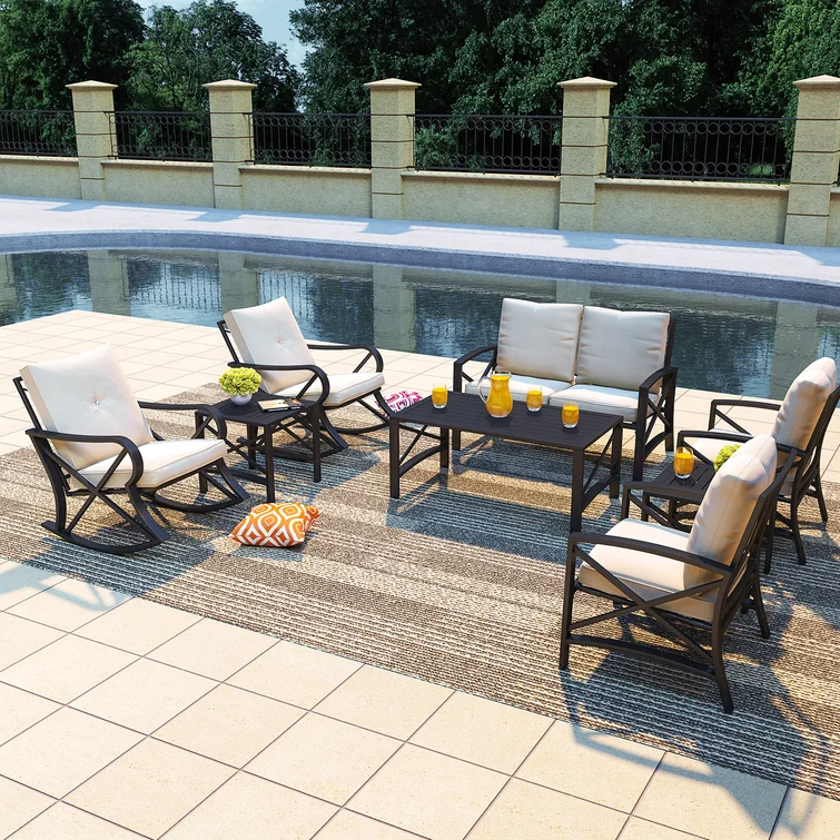 Brionny 6 - Person Outdoor Seating Group with Cushions (Set of 8)