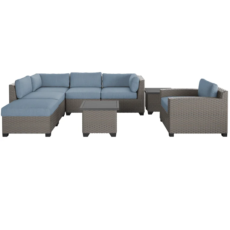 Amjad 8 Piece Rattan Seating Group with Sunbrella Cushions