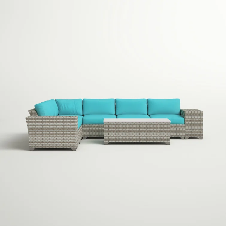 Bannister Fairmont 9 Piece Outdoor Sectional Seating Group with Cushions and Storage Coffee Table