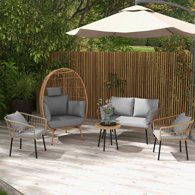Balconera 5 - Person Outdoor Sofa Conversation Sets with Egg Chair