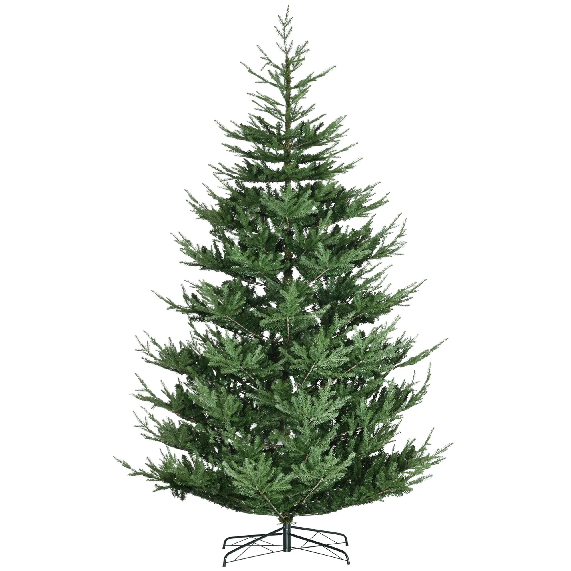 Unlit 6/7.5/9 Ft Pine Artificial Christmas Tree, Hinged Branches, Realistic Look with Steel Base, Auto Open Setup