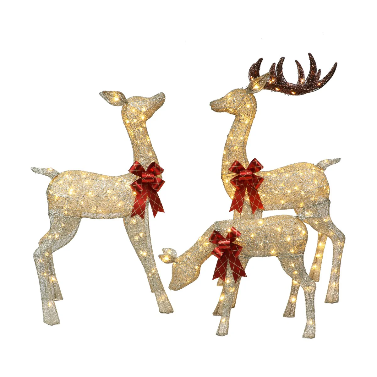 Puleo International Set of 3 Deer Family - Gold - 52.4